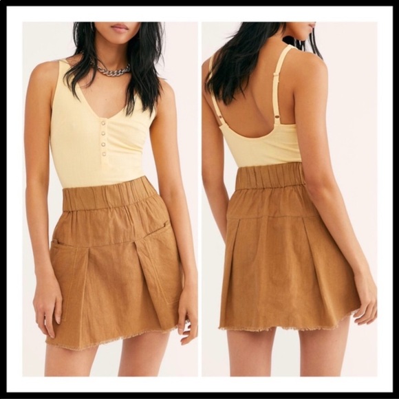 SALE NWOT Free People Mariposa Mini Skirt cocoa Med - Picture 1 of 7